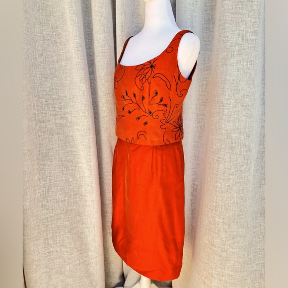LUCA LUCA by Luca Orlandi orange top and skirt silk taffeta set - Picture 6 of 12